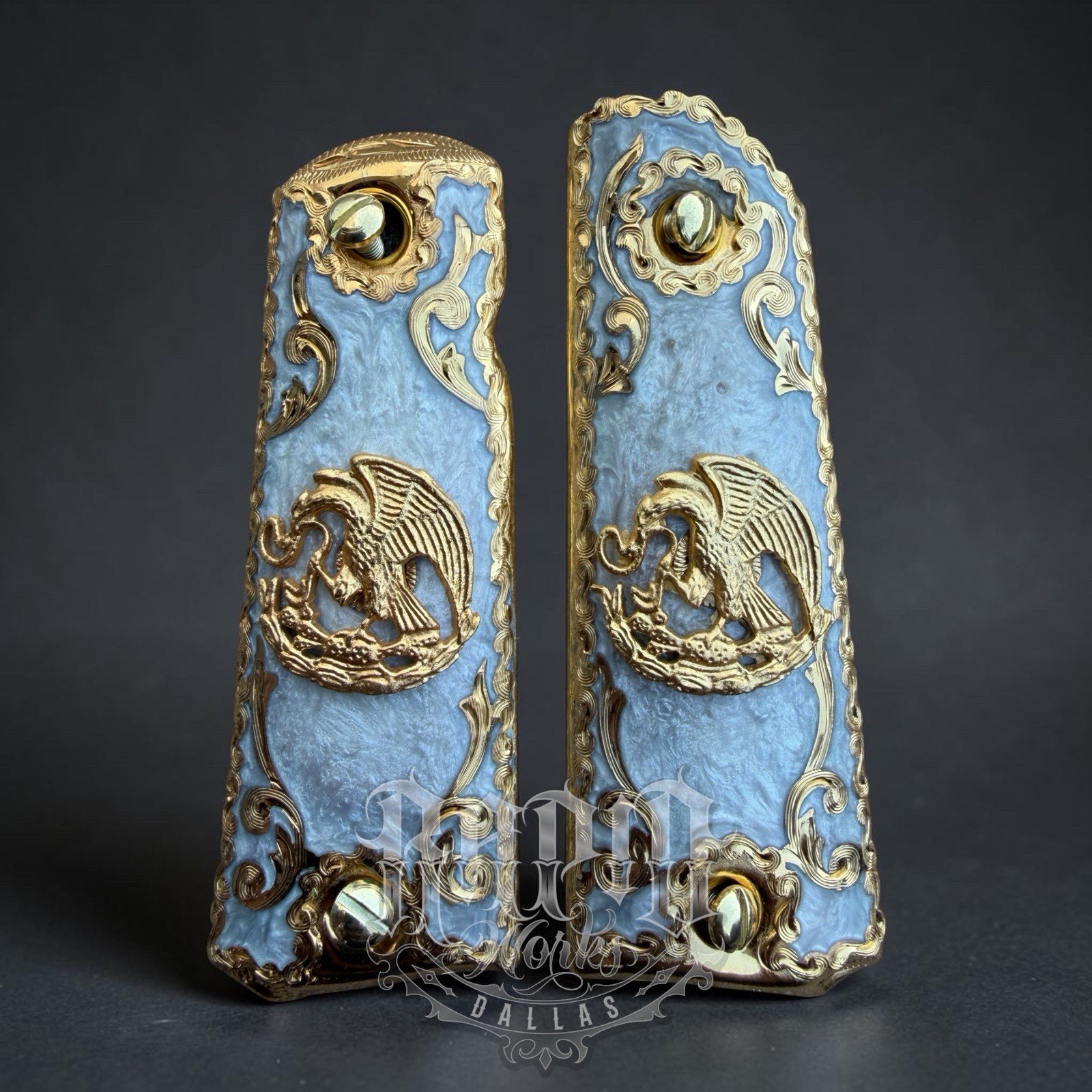 1911 45 38 Super Full Size Mexican Eagle Gold Gun Pistol Grip Cachas & 24K Screw 1911 45 38 Super Full Size Mexican Eagle Gold Gun Pistol Grip Cachas & 24K Screw