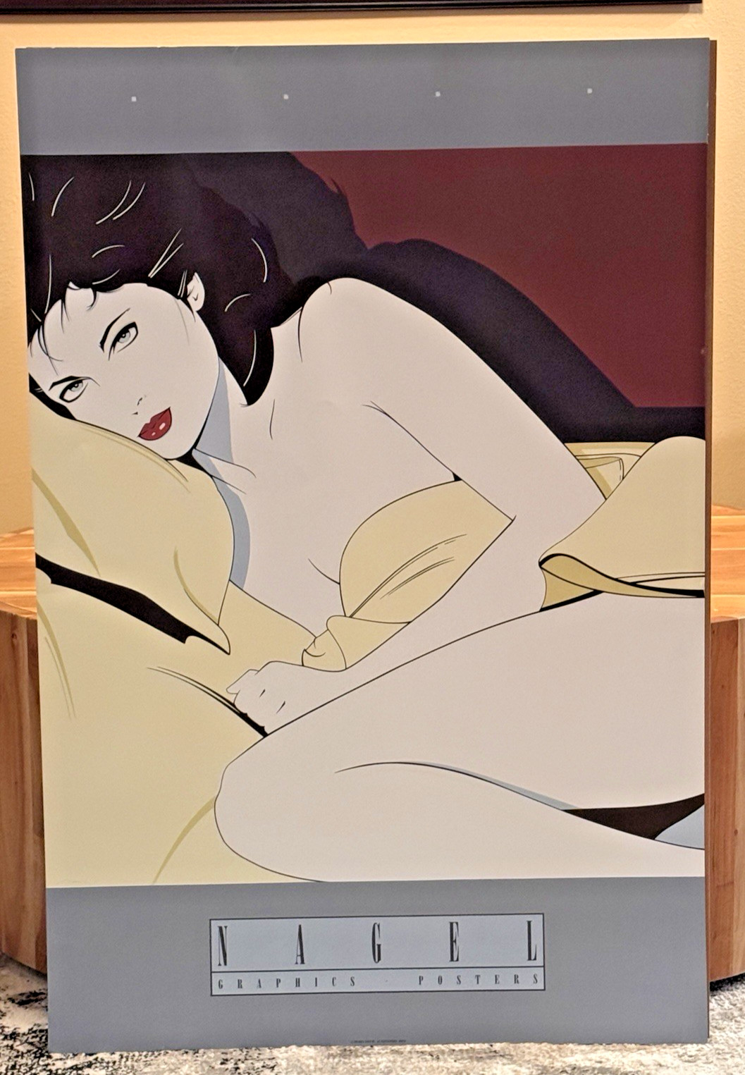 Patrick Nagel YELLOW BLANKET Rare Lithograph Woman In Bed Sheet Out of Print