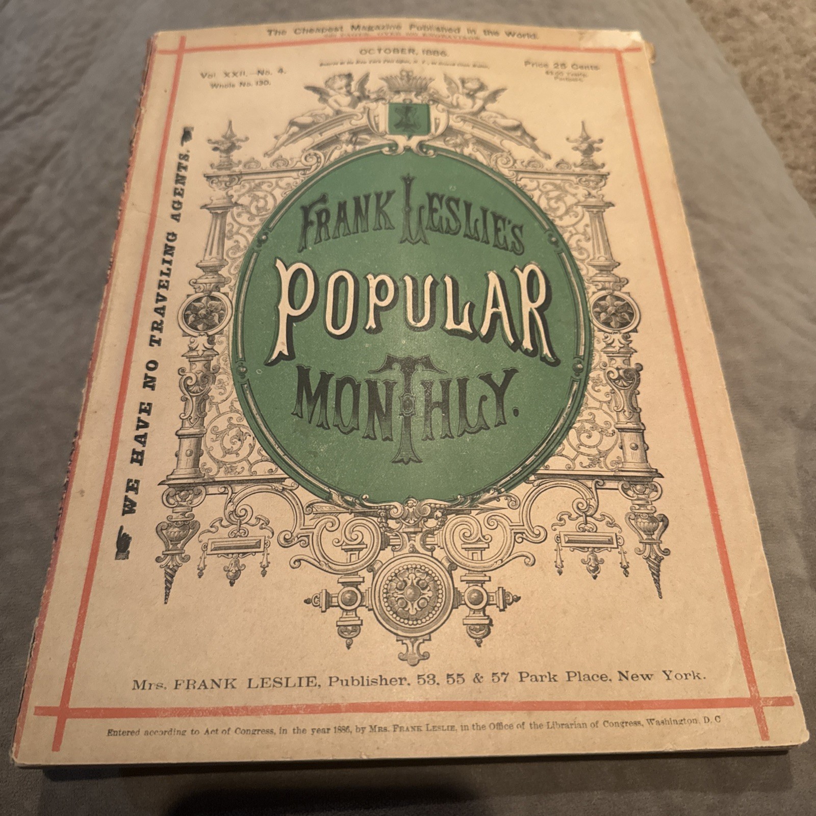 FRANK LESLIES POPULAR MONTHLY Vol 22 NO 4 Oct 1886 HISTORY 1800s Magazine GREAT