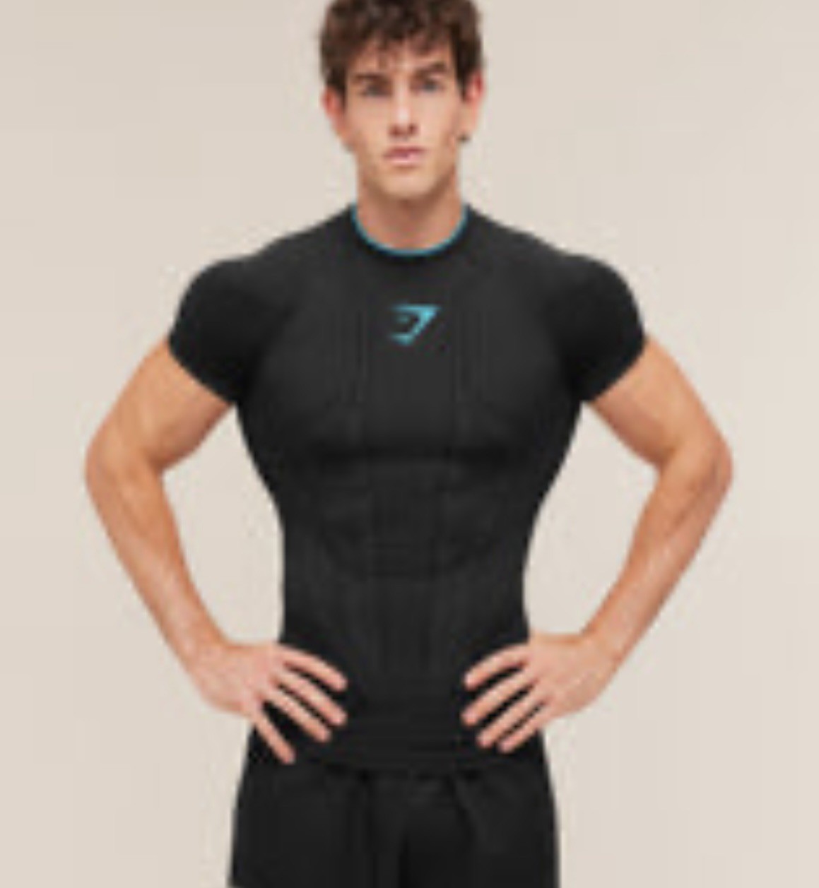 NEW size L Gymshark Onyx V1 T-Shirt - Black/Onyx Grey/Brand Blue Large Tee Mens