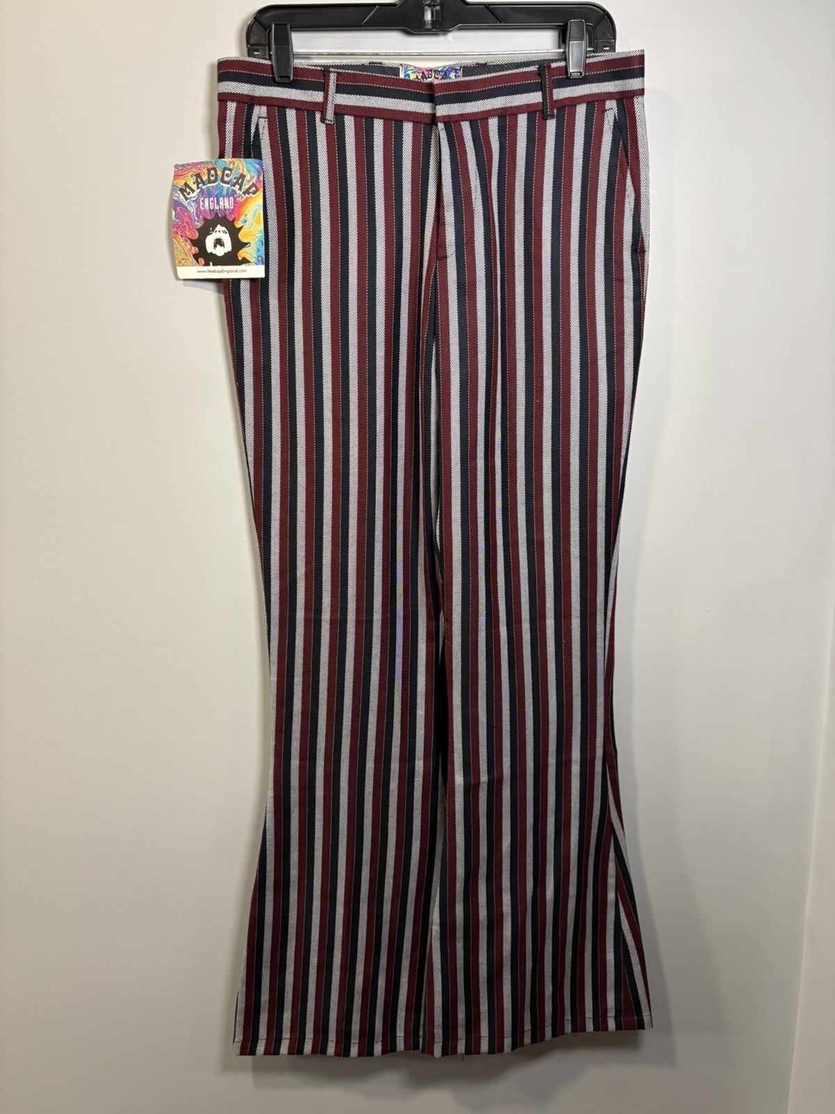 Madcap England Men\'s 32R Stripe Flared Trousers Bell Bottom Retro 60s