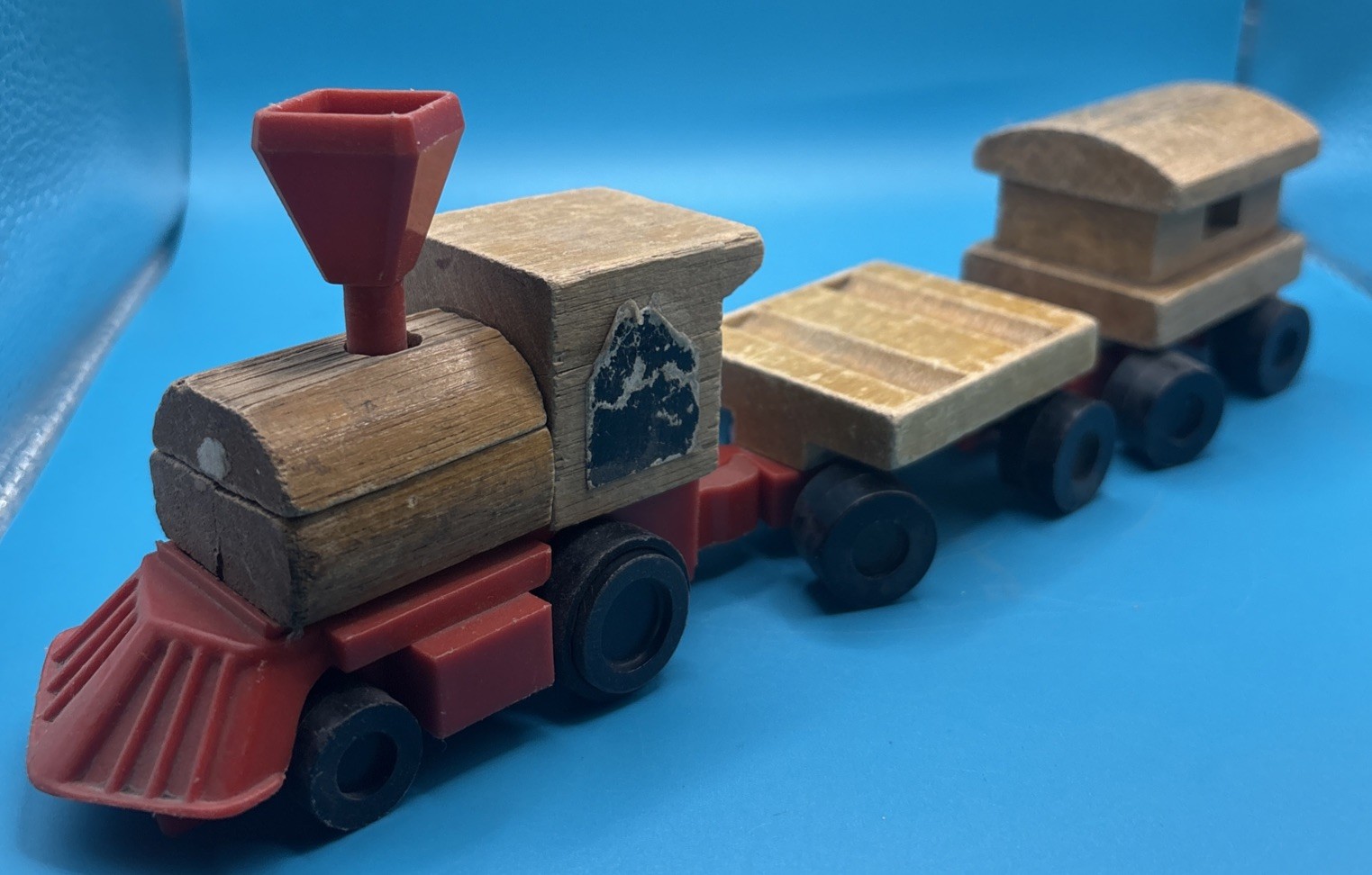 1972 Mattel PUTT PUTT Wooden Train Engine Child Toy Wood Trains Cars Loose *Read