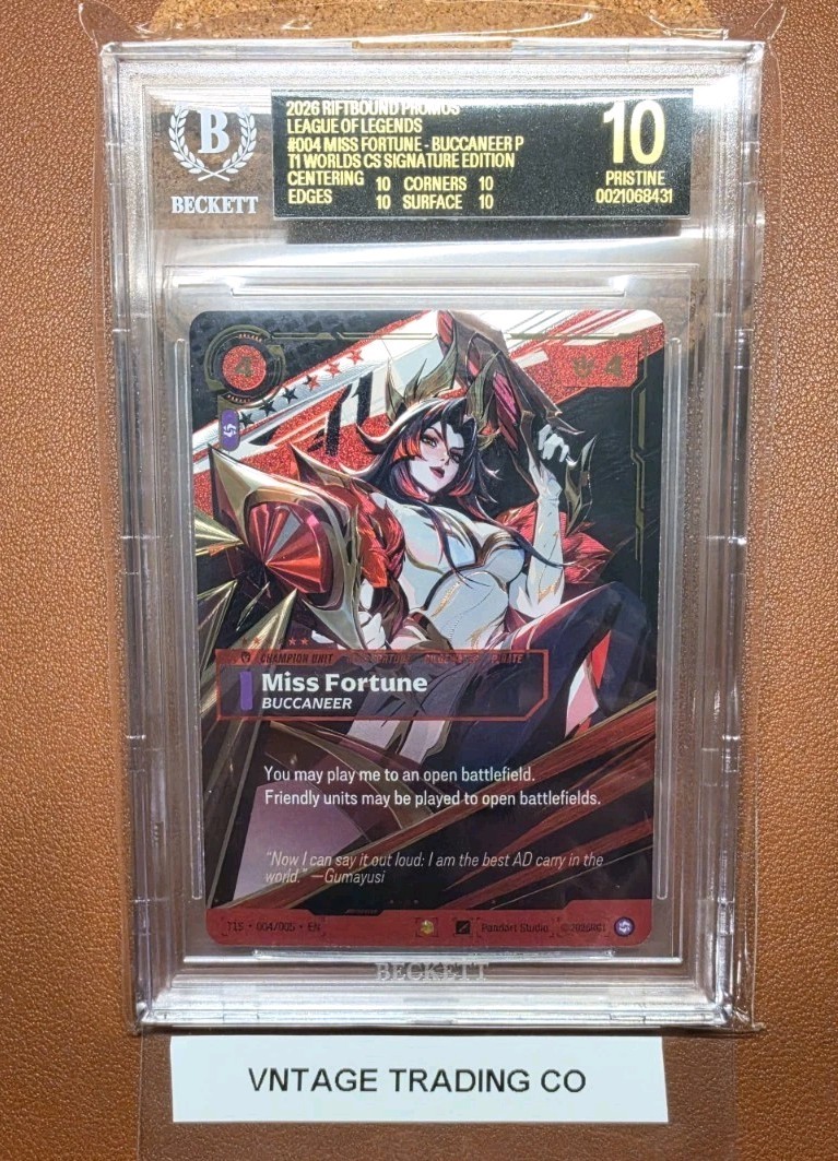 T1 x Riftbound Sig Ed - Miss Fortune/Gumayusi T1S 004/005 BGS 10 Black Label