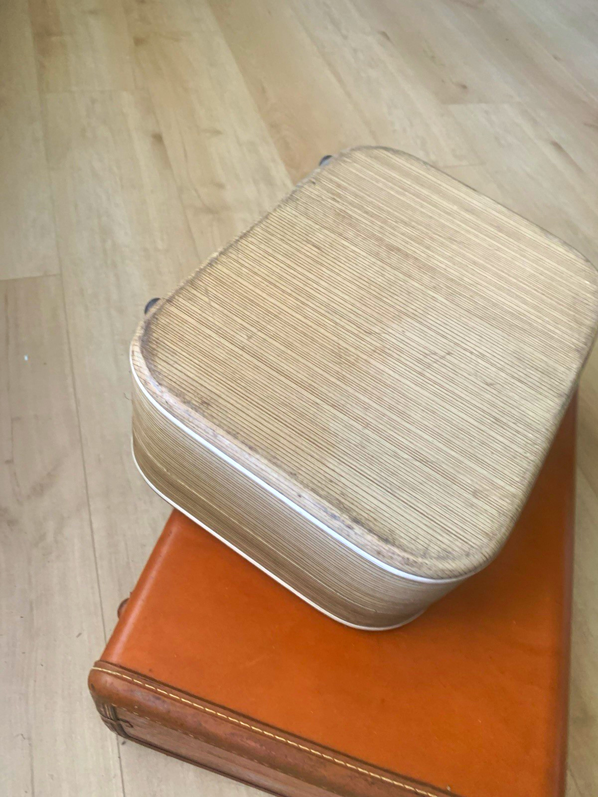 Samsonite 1950s True Vintage 2pc Suitcase Set Faux Leather Hard Brown/Beige