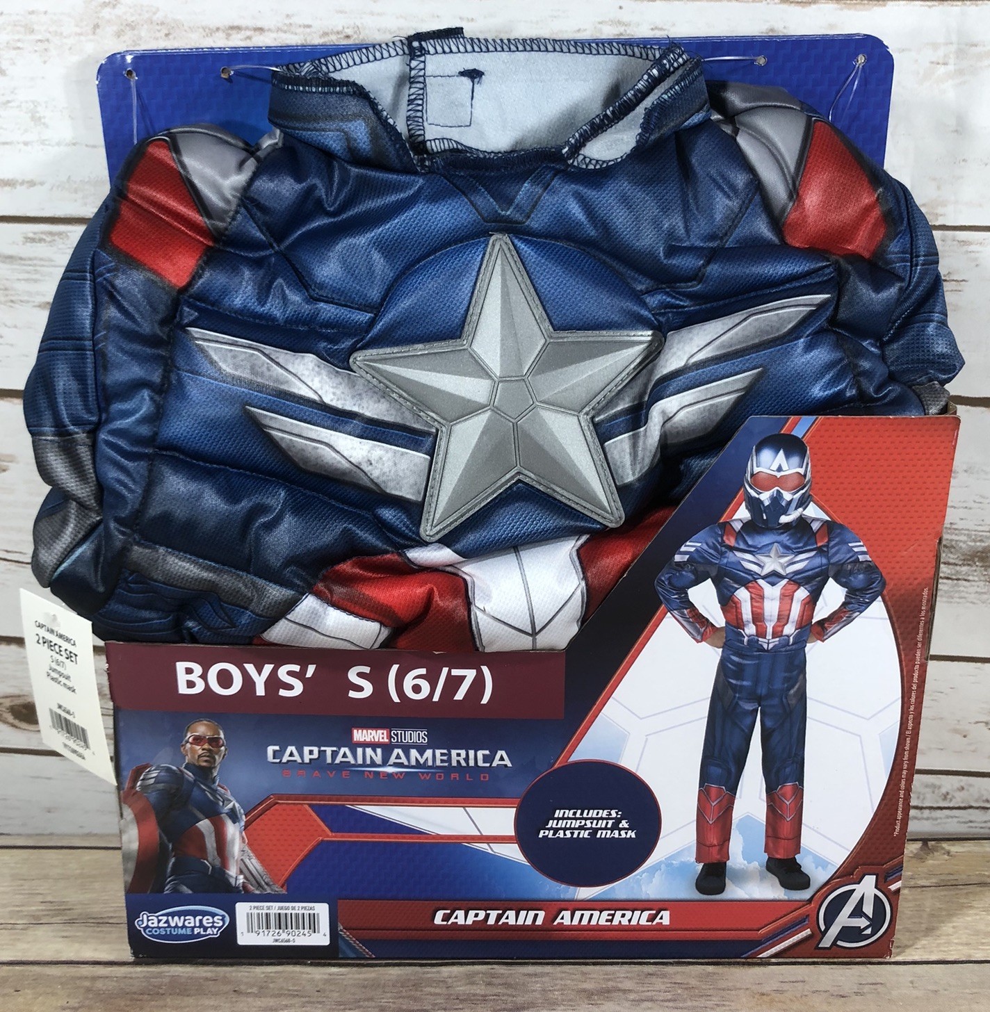 NEW Jazwares Marvel Captain America Costume Boys Small 6/7 Halloween Blue