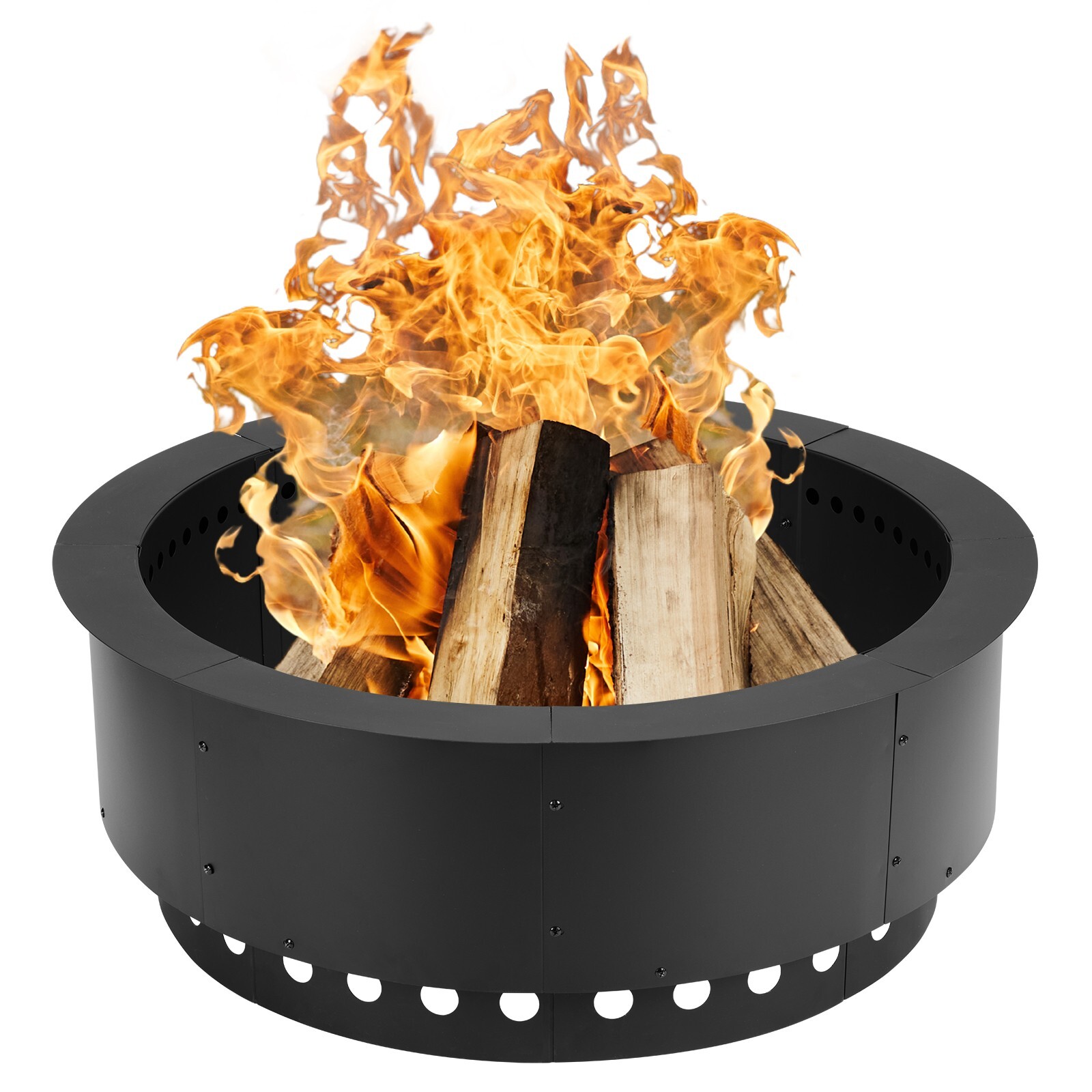 Aoodor 36\'\' Fire Pit Ring Round Smokeless Double Layer for Camping Wood Burning