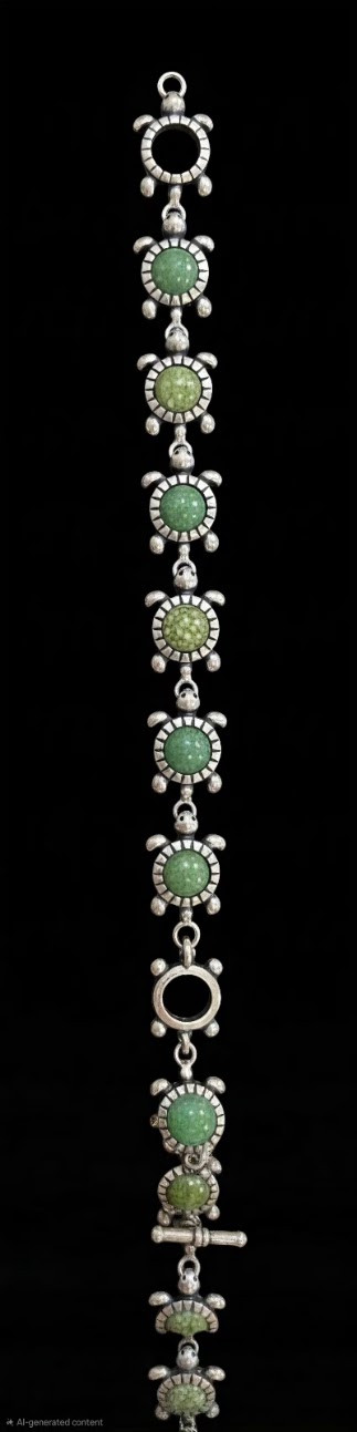 Vintage Carolyn Pollack Relis Sterling Silver Green Turtle Link Bracelet Vintage Carolyn Pollack Relis Sterling Silver Green Turtle Link Bracelet