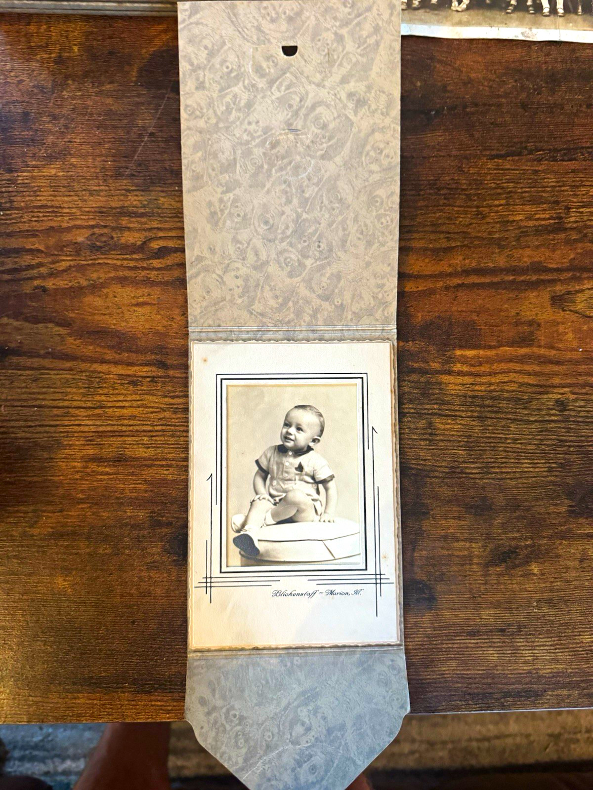 Antique Vintage Studio Portrait Baby in decorative foldout folio Original Folio Antique Vintage Studio Portrait Baby in decorative foldout folio Original Folio