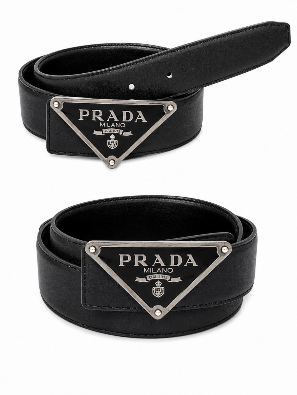 Prada Milano Saffiano Triangle Designer Belt Size US 38