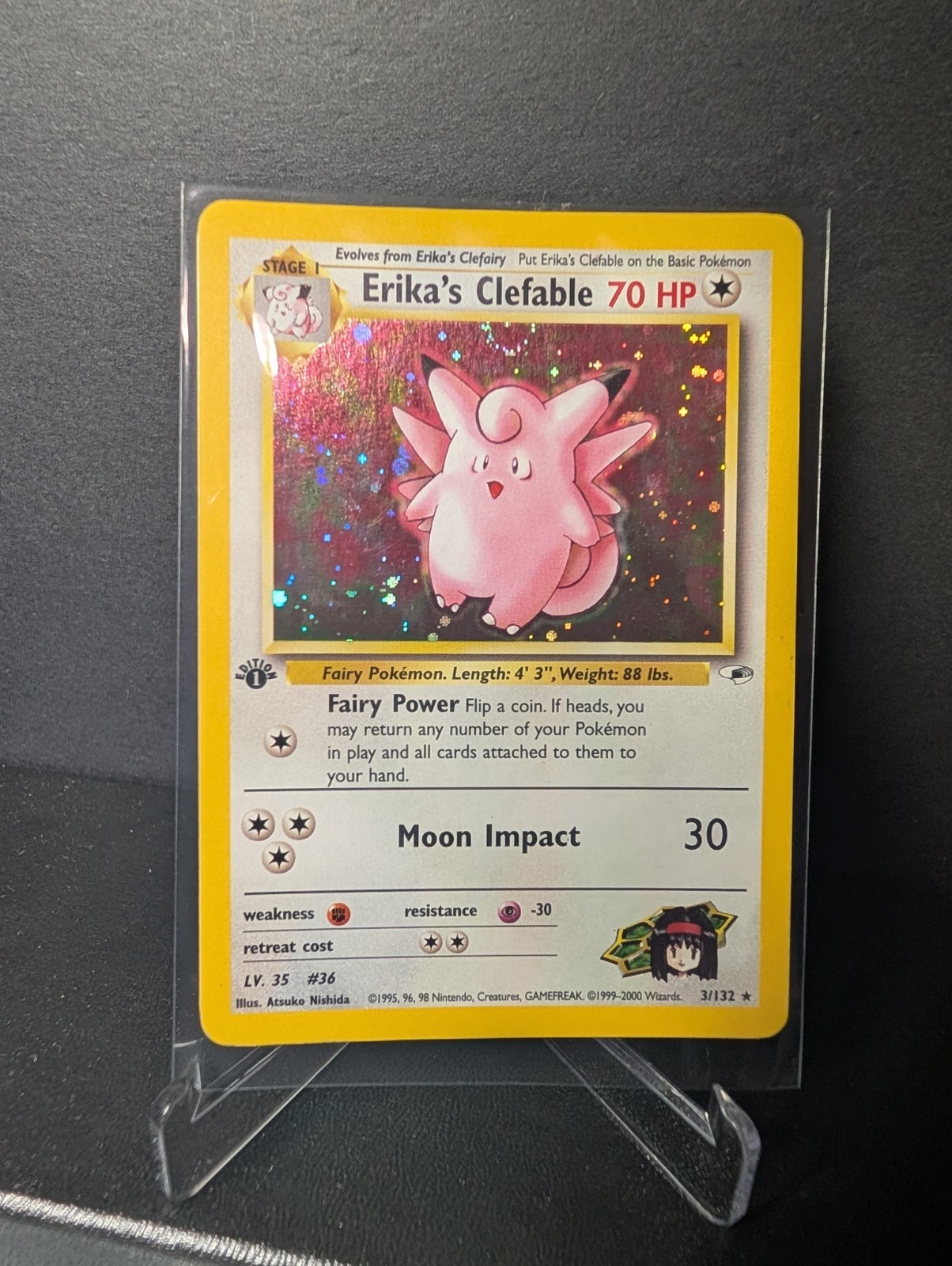 Erika\'s Clefable 003/132 Gym Heroes Holo  with HALO SWIRL