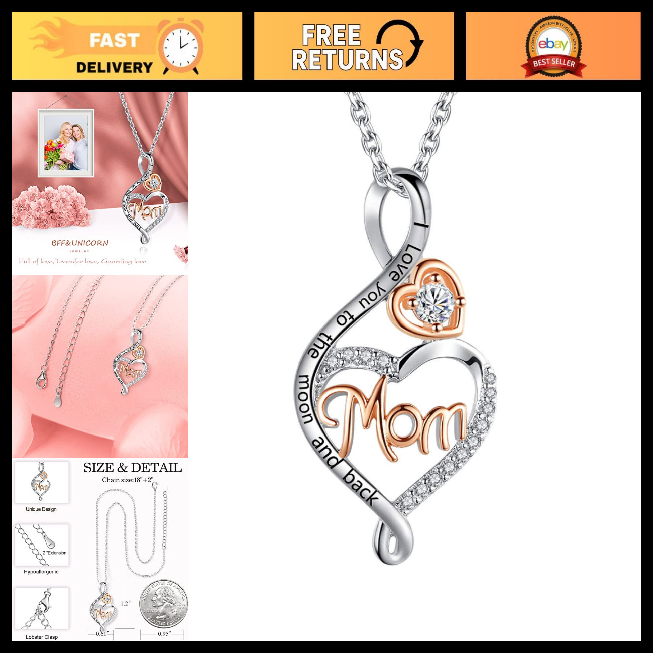 Sterling Silver Necklace for Women - Gifts for Mom, Grandma, Nana, Birthday & Mo