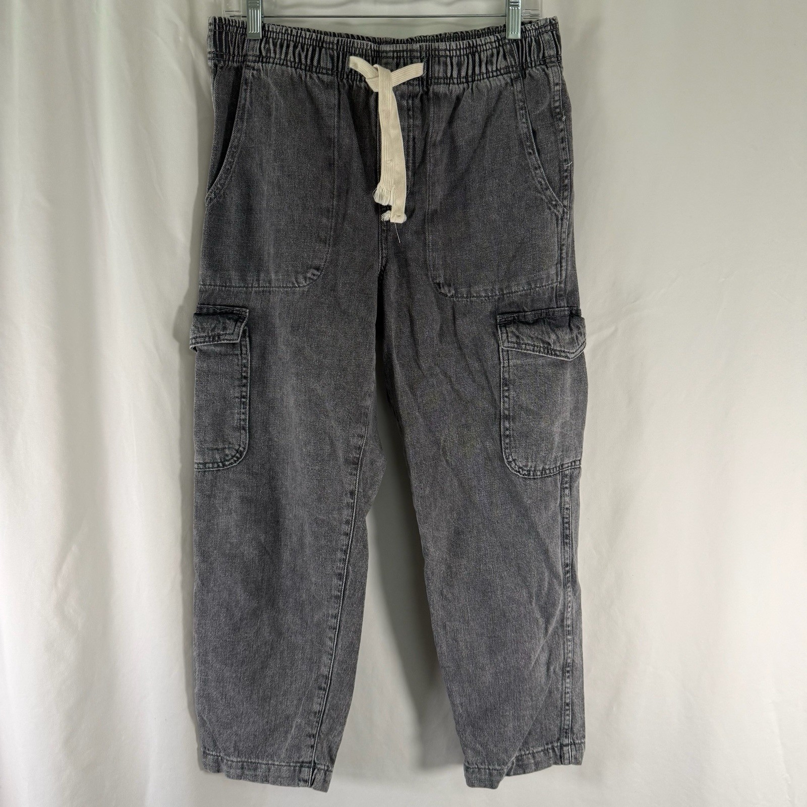Gap Denim Easy Jean Women\'s Small Grey Cargo 100% Cotton Drawstring Pull On Gap Denim Easy Jean Women\'s Small Grey Cargo 100% Cotton Drawstring Pull On
