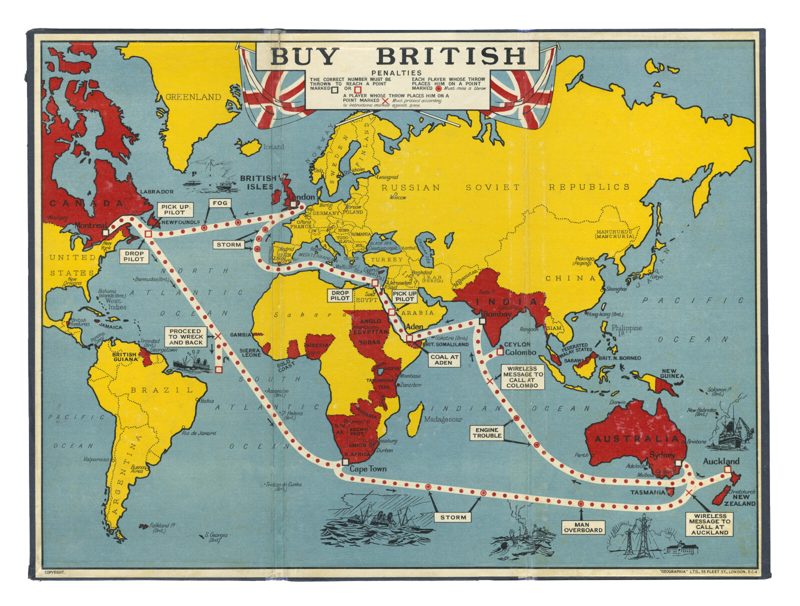 Vintage Board Game Map \