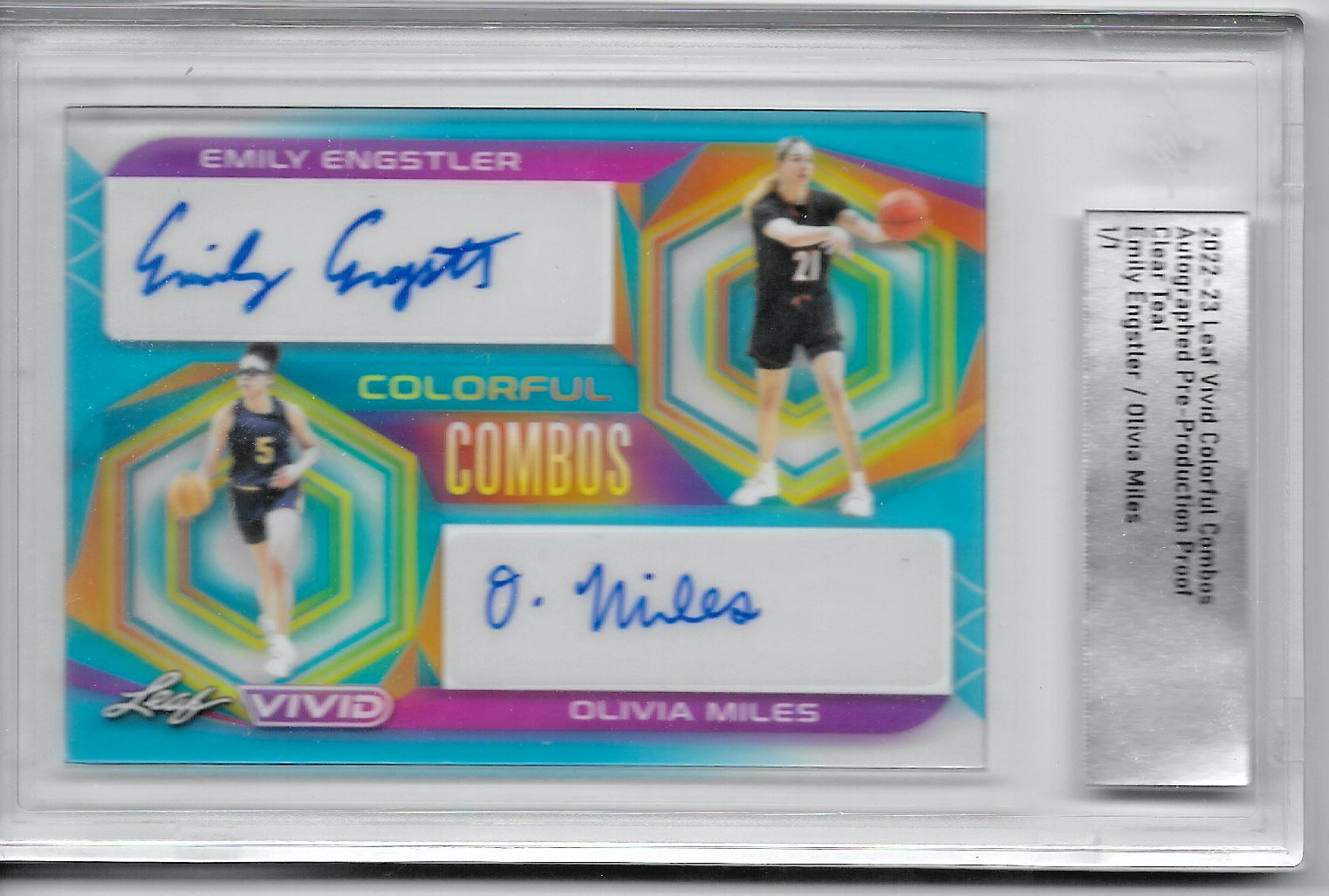 2022-23 Leaf Vivid OLIVIA MILES/EMILY ENGSTLER Autograph 1/1 Proof Encased