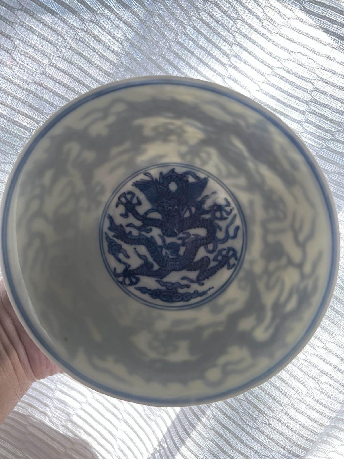Old Chinese Blue and White Dragon Bowl Old Chinese Blue and White Dragon Bowl