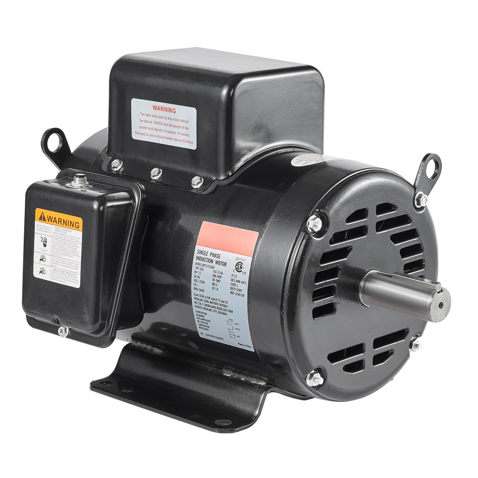 Uimoso 7.5HP Air Compressor Electric Motor 230V 3450RPM 184T Frame CW/CCW Rotate