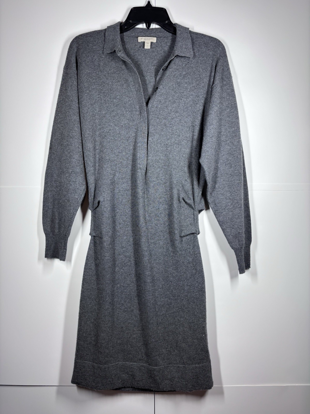 BURBERRY BRIT Gray Knit Long Sleeve Batwing Sleeve Women\'s Dress Size Small