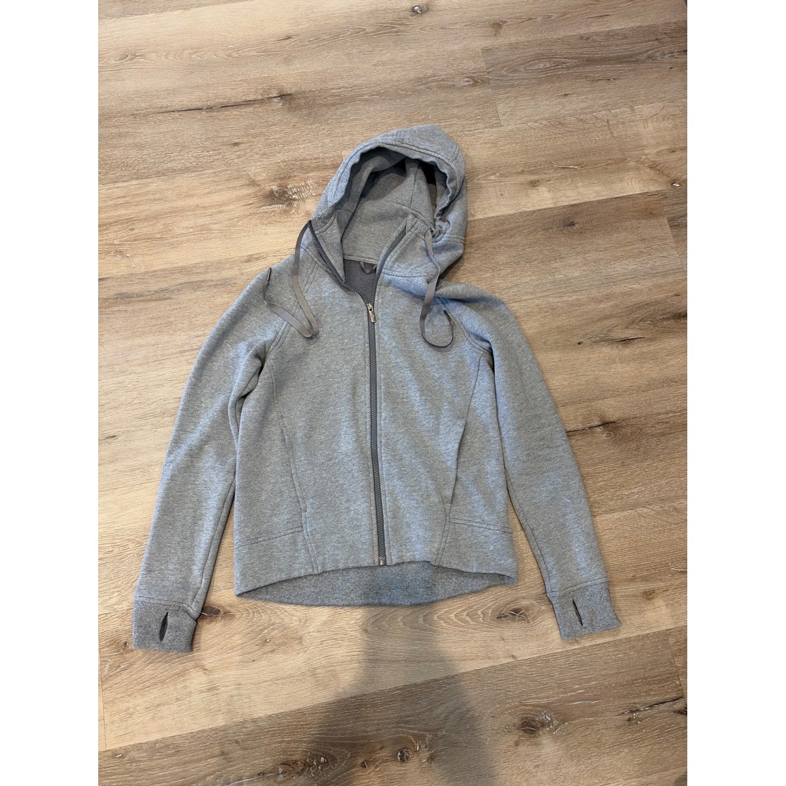 Lululemon Scuba Full Zip Hoodie Heathered Grey Fleece Thumbholes Womens size 2
