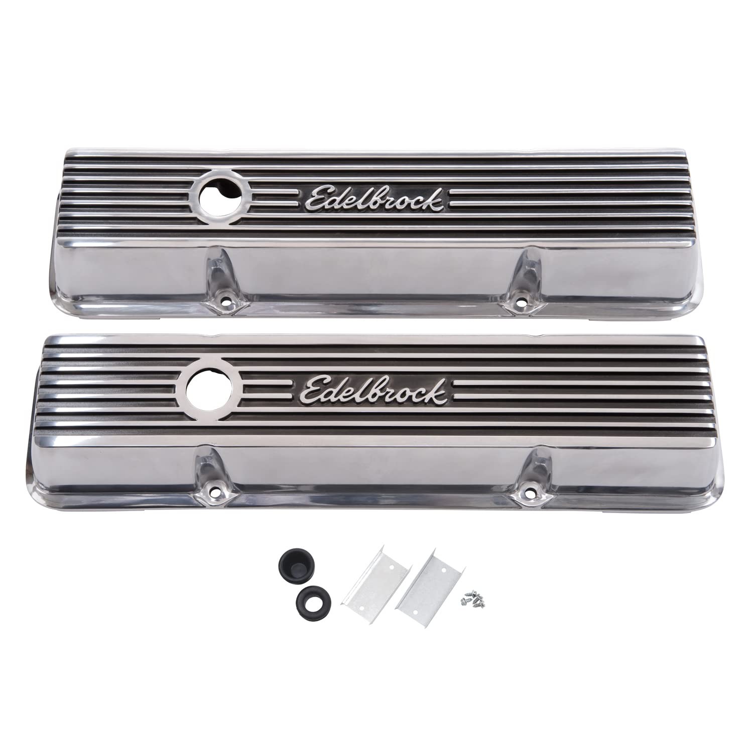 Edelbrock 4263 Elite II Valve Covers for Chevy 262-400 V8 1959-86 Finned
