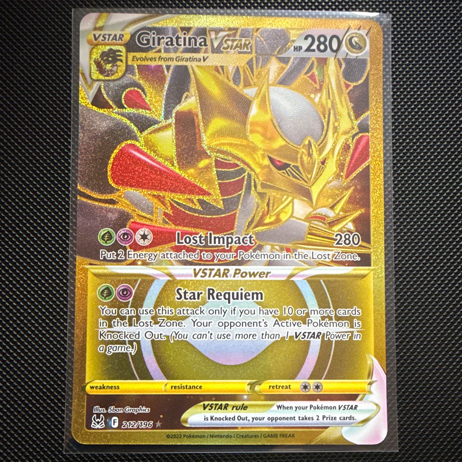 Giratina VSTAR 212/196 - SWSH11: Lost Origin Secret Rare Full Art Holo Near Mint Giratina VSTAR 212/196 - SWSH11: Lost Origin Secret Rare Full Art Holo Near Mint