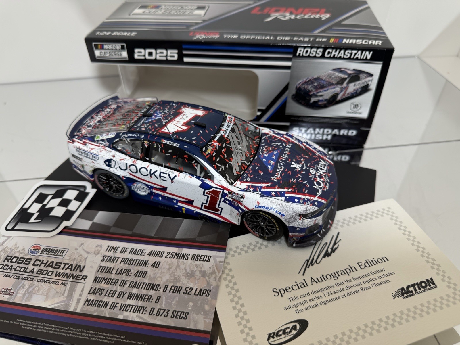 Autographed Ross Chastain 2025 #1 Jockey Charlotte Coke 600 Win Diecast 1/24 Autographed Ross Chastain 2025 #1 Jockey Charlotte Coke 600 Win Diecast 1/24