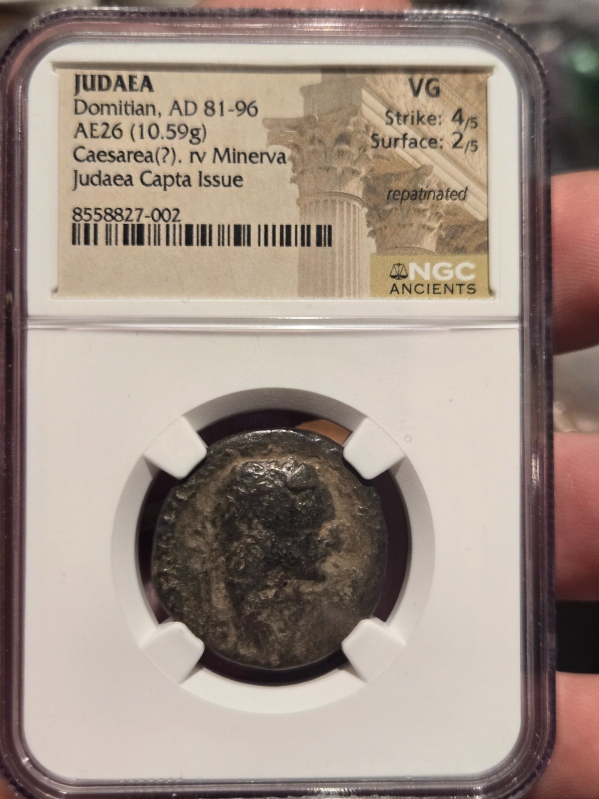 DOMITIAN JUDAEA CAPTA ISSUE, AUTHENTIC ROMAN COIN, NGC VG