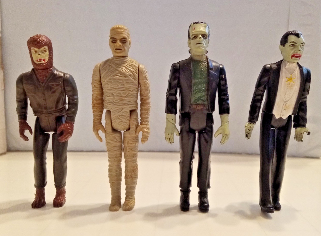 Vintage Universal Monsters Action Figures Lot (4) 1980 Remco 3.75” Mummy Wolfman