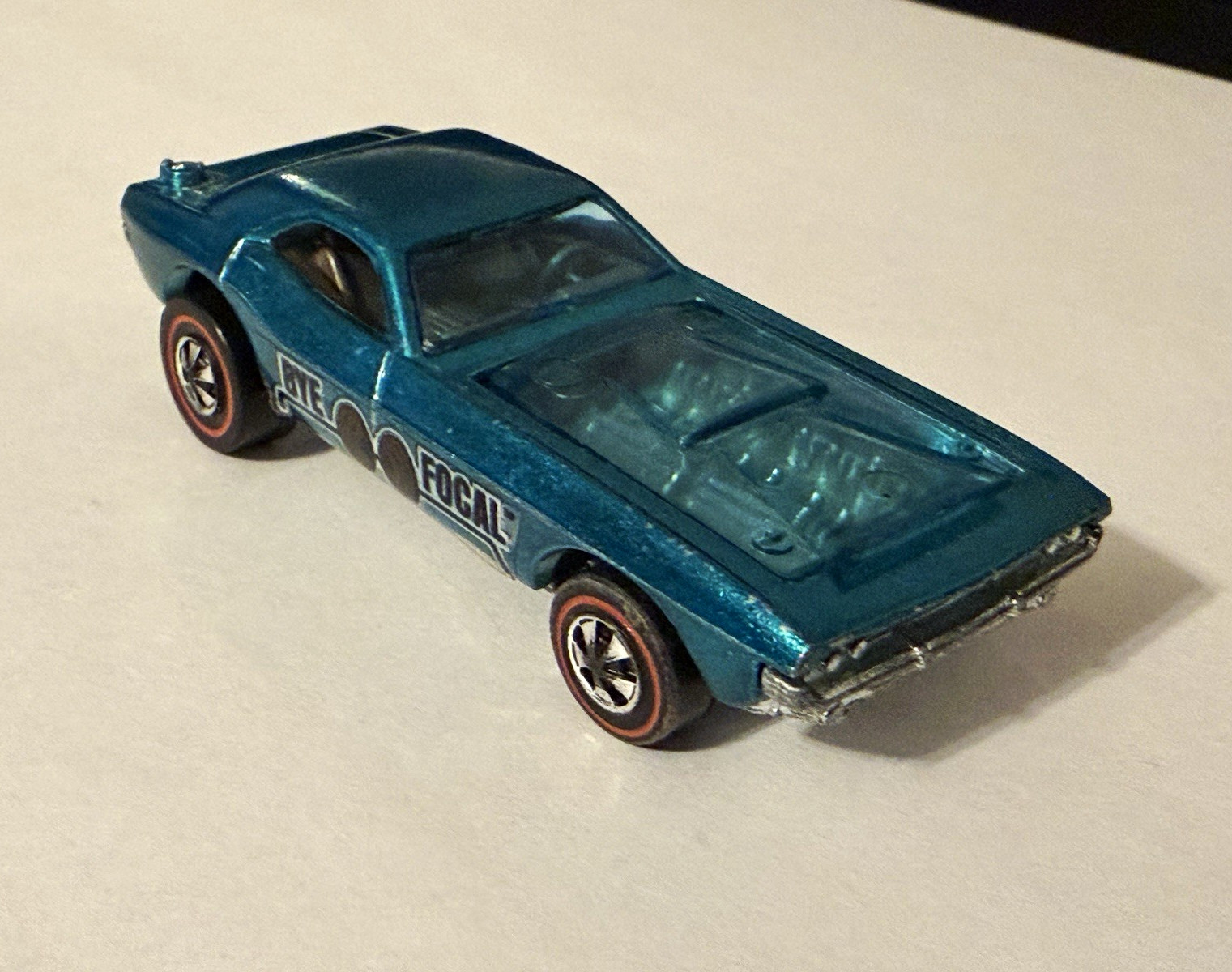Vintage Hot Wheels Redline Bye-Focal Aqua Hong Kong w Original Collector Button Vintage Hot Wheels Redline Bye-Focal Aqua Hong Kong w Original Collector Button