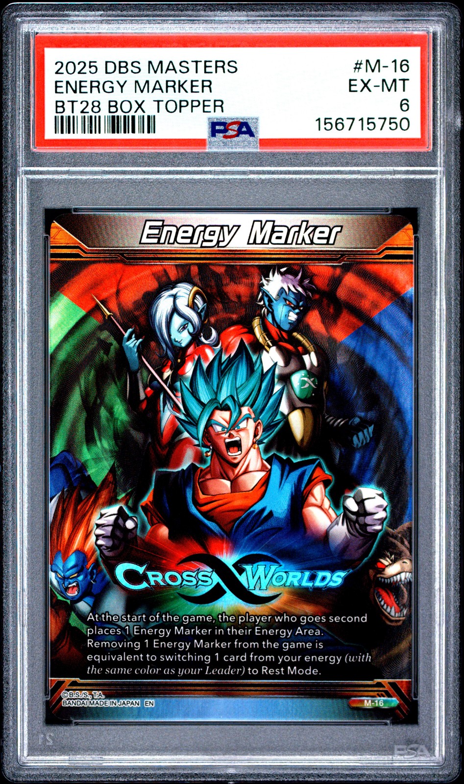 ENERGY MARKER M-16 Bt28 Box Topper PSA 6 Dragon Ball ENERGY MARKER M-16 Bt28 Box Topper PSA 6 Dragon Ball