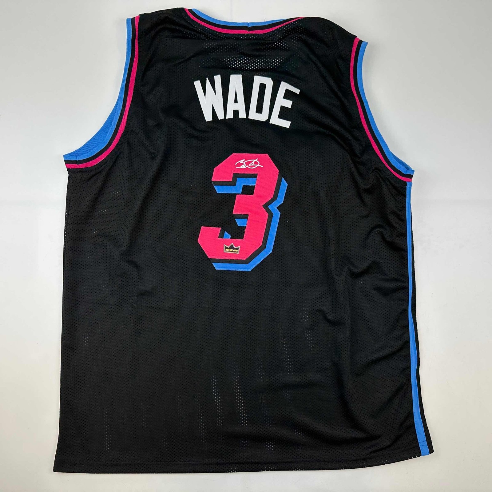 Facsimile Autographed Dwyane Wade Miami Black Vice City Auto Jersey XL