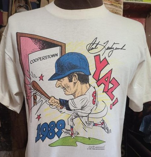 1989 Carl Yastrzemski Baseball Hall of Fame caricature T-shirt  HN8640
