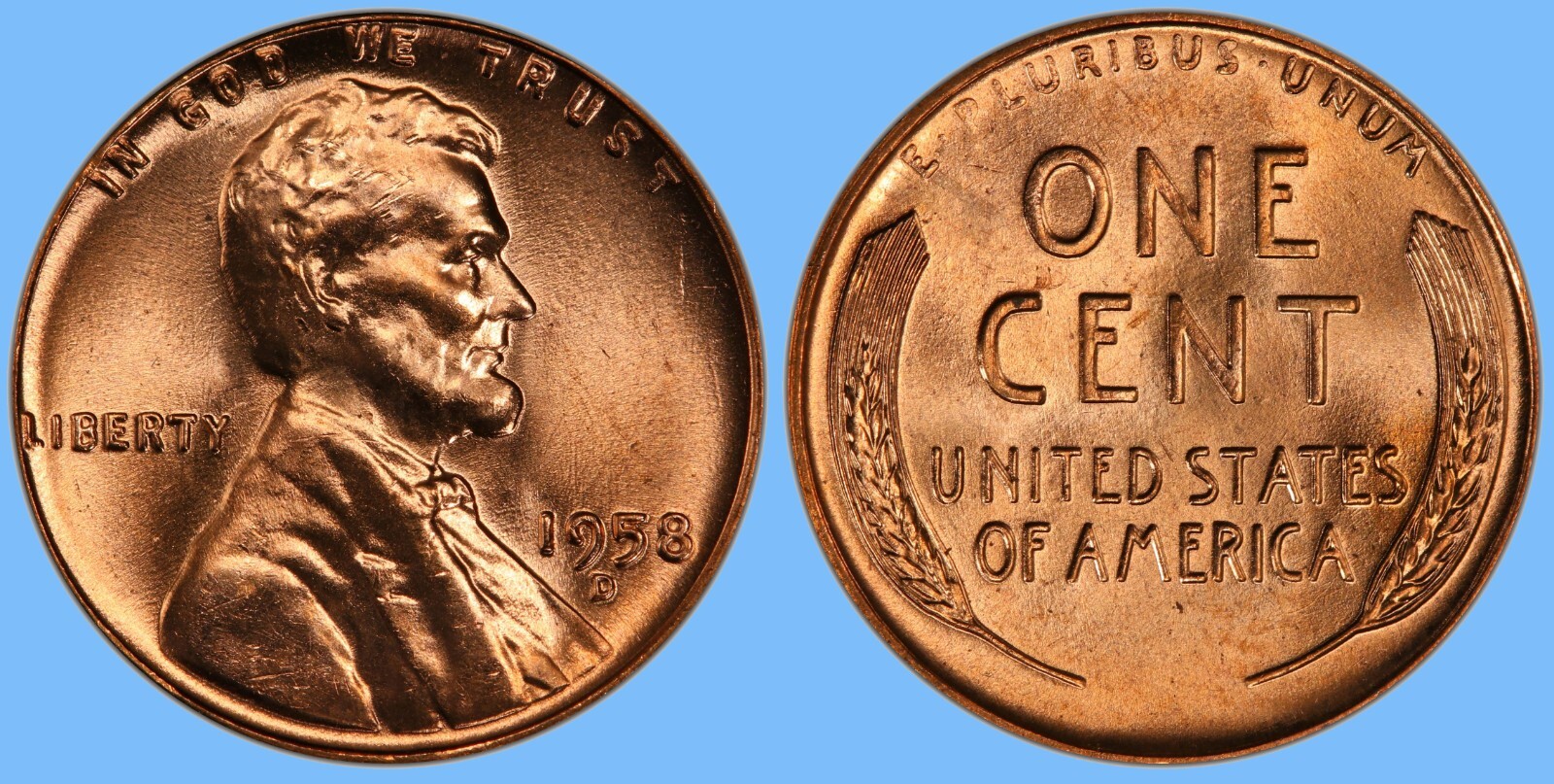 1958 D Lincoln Wheat Cent Penny ~ BU UNCIRCULATED ~ 1c Coin Collectible