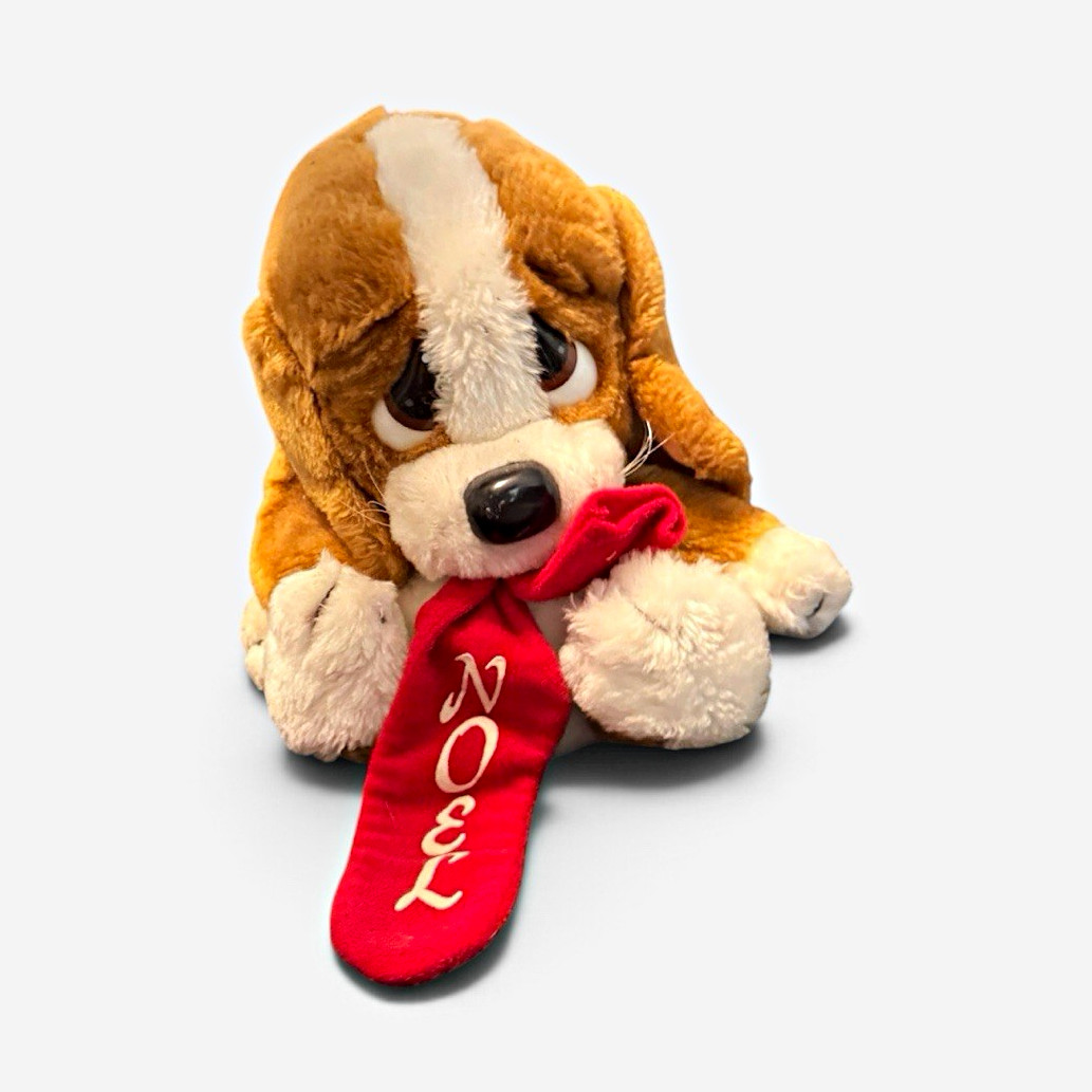 Vintage 1980s Russ Noel Plush Dog Stuffed Animal w/ Red 