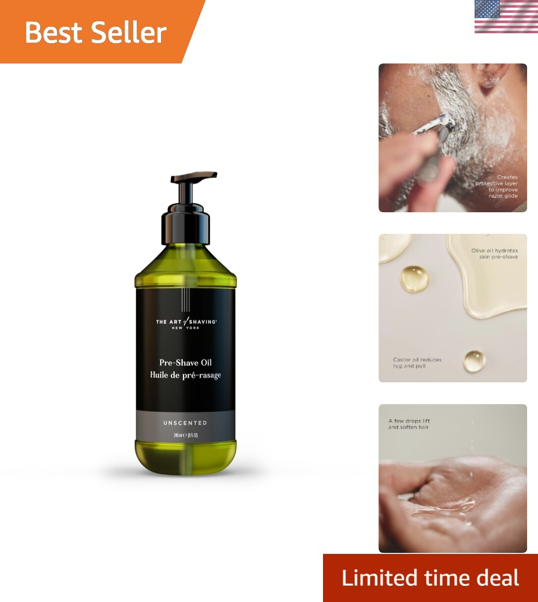Pre Shave Oil for Men, Protects Against Irritation and Razor Burn, Clinically...
