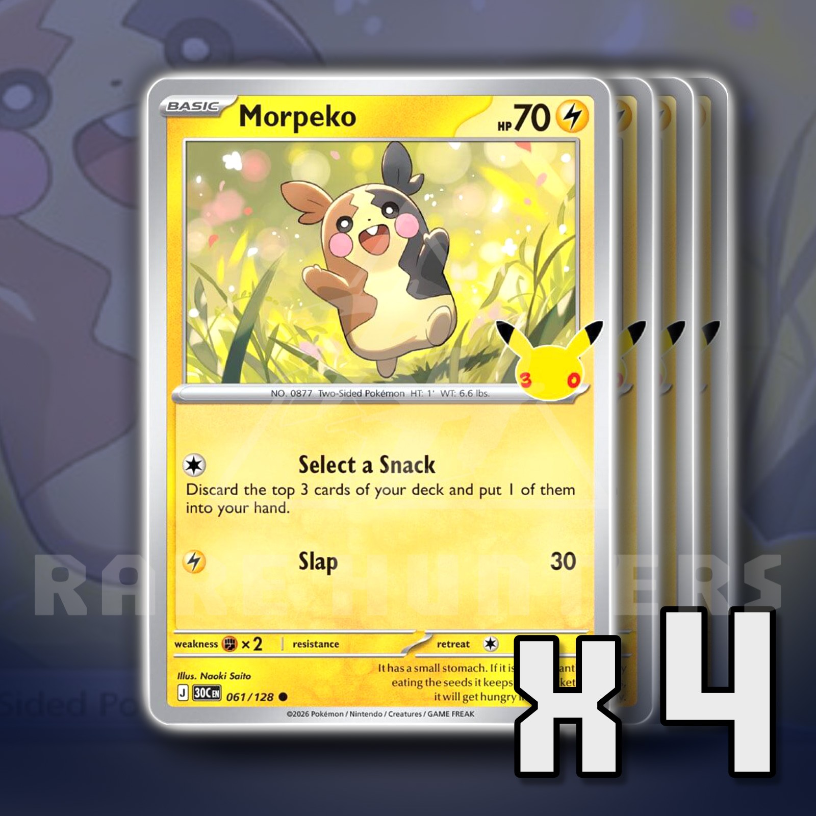 Morpeko 061/128 Holo Foil x4 ME: 30th Celebration Pokémon
