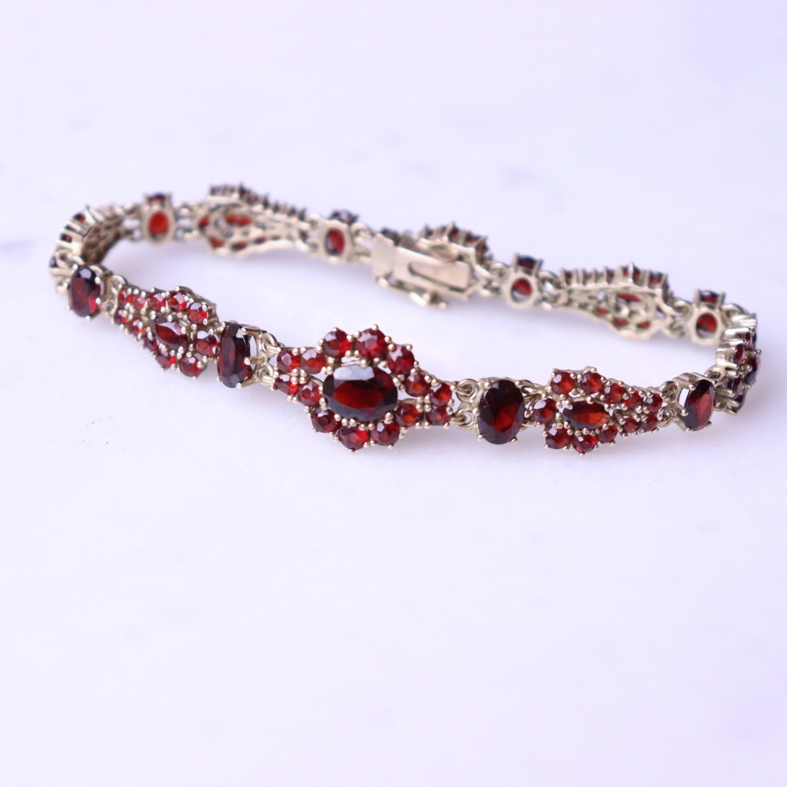 Vintage  Bohemian Garnet Bracelet  Silver 835 Gold Filled  - NO TARIFF