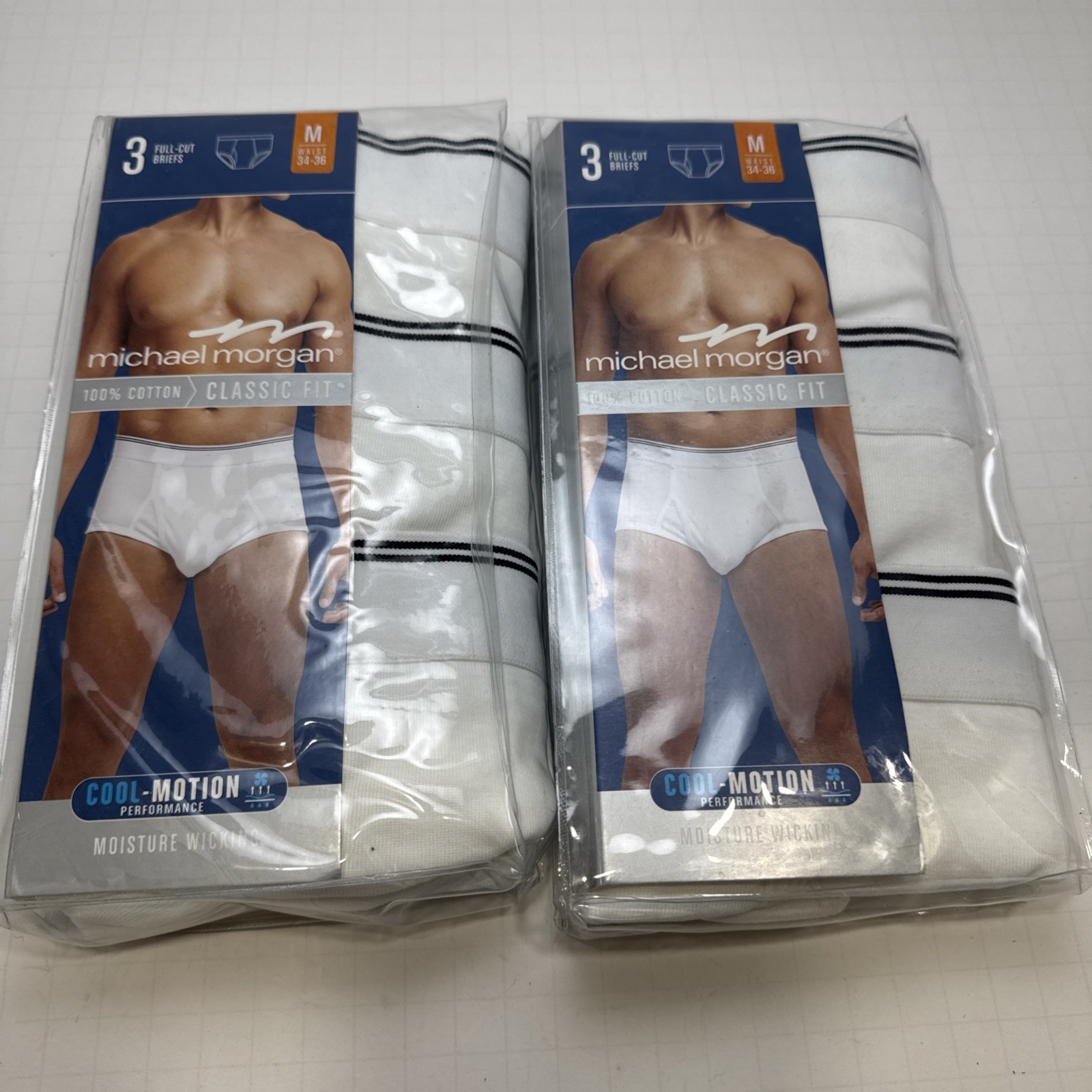 Lot - 2 Michael Morgan Men Briefs 3 Pack Size M 34-36 Cotton Classic Fit Tagless Lot - 2 Michael Morgan Men Briefs 3 Pack Size M 34-36 Cotton Classic Fit Tagless