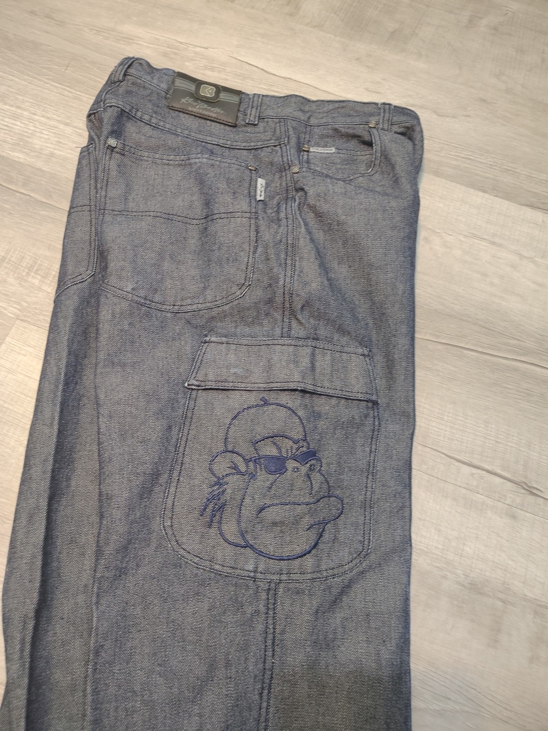 KNO Betta Jeans Wide Leg Cargo Baggy Hiphop Streetwear Skater 30x30 y2k Monkey