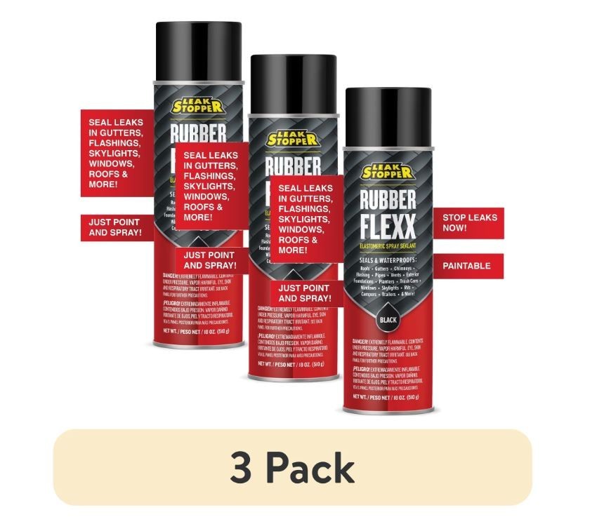 Rubber Flexx Leak Repair & Sealant Spray 18 Oz 100% Flexible Seal 3 pack Rubber Flexx Leak Repair & Sealant Spray 18 Oz 100% Flexible Seal 3 pack