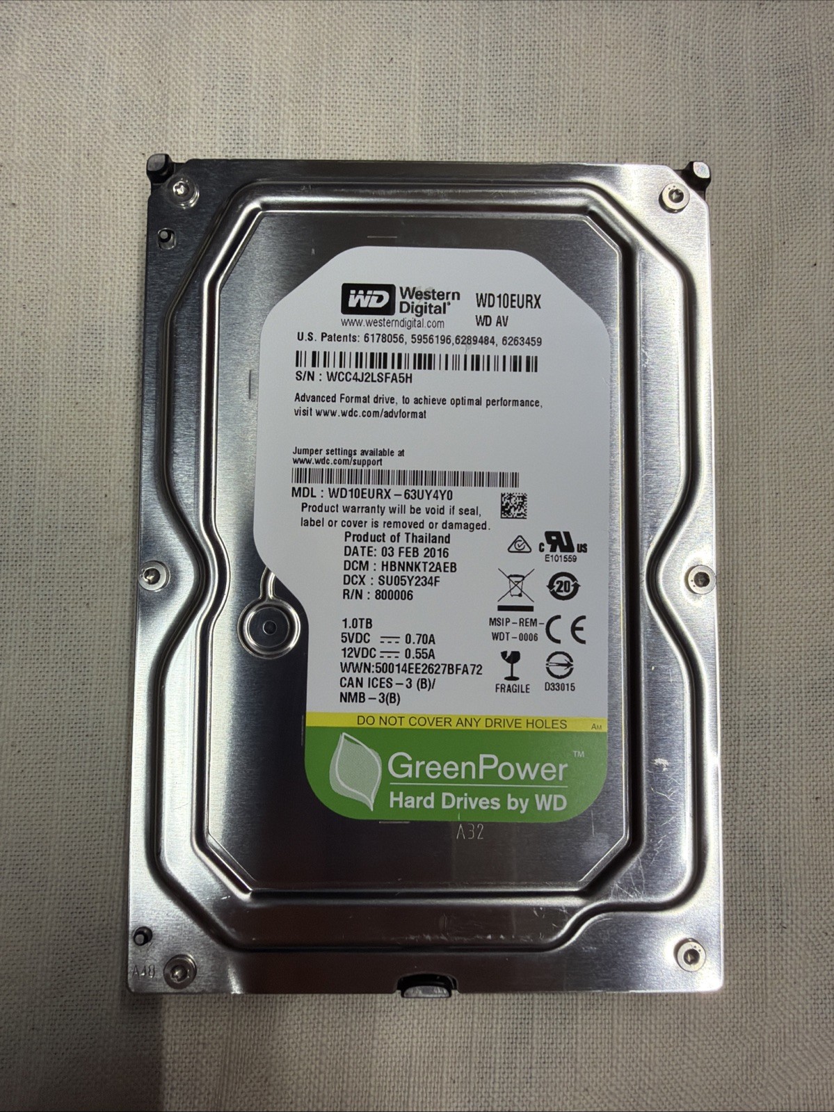 Western Digital 1TB Hard Drive WD10EURX 3.5\ Western Digital 1TB Hard Drive WD10EURX 3.5\