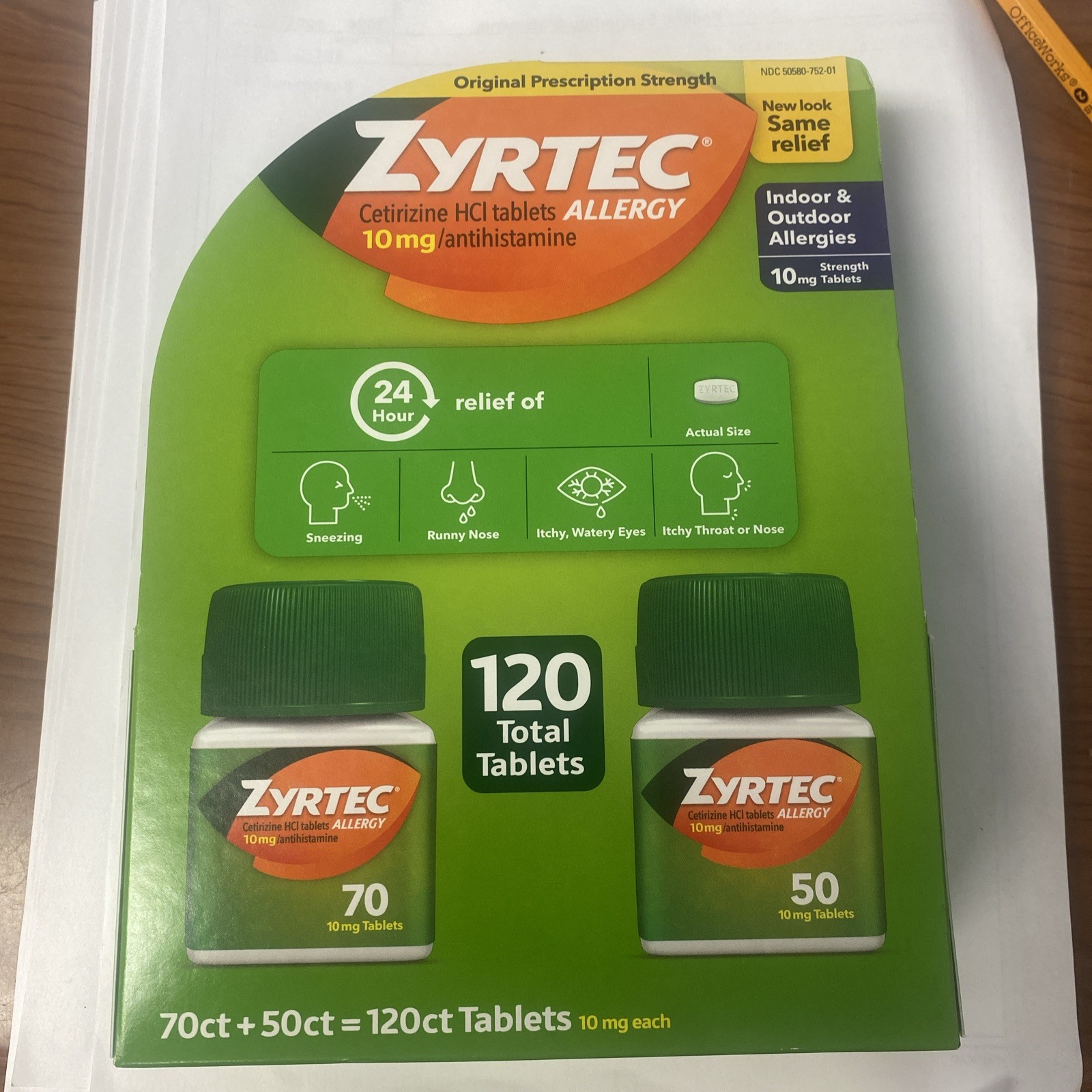Zyrtec (10 mg) Allergy, 120 Tablets Exp 8/ 2027+