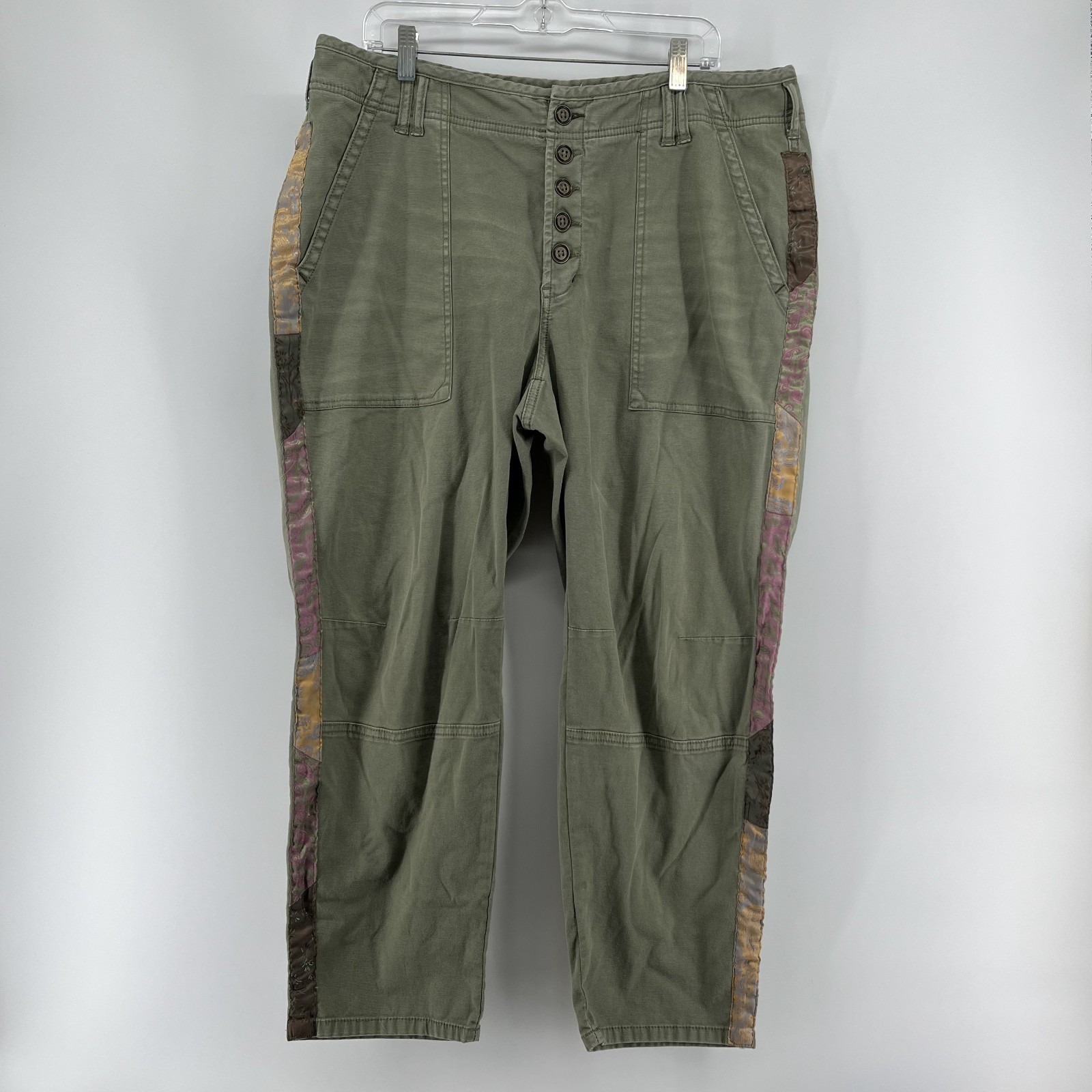 Anthropologie Pants The Wanderer Women US 18W Green Utility Button OP1221181