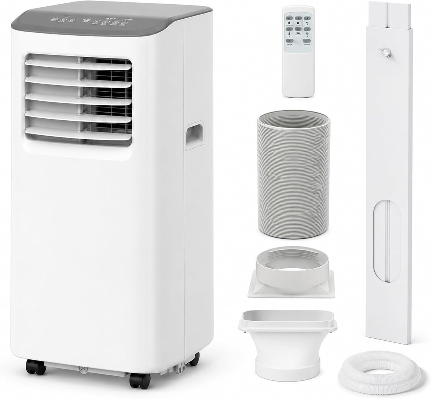GarveeLife 8000BTU 4-In-1 Portable Air Conditioner W/ Remote Window Kit Gray