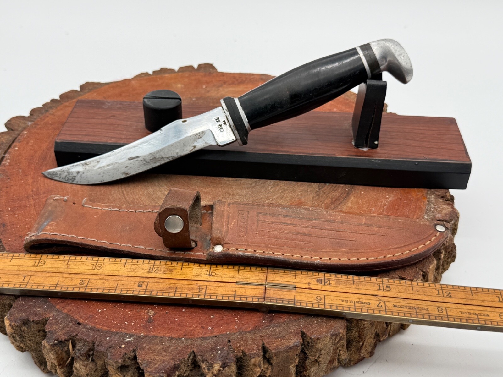 Vintage Case XX-223-5 Fixed Blade Trailing Edge Hunting knife Made USA--793.25