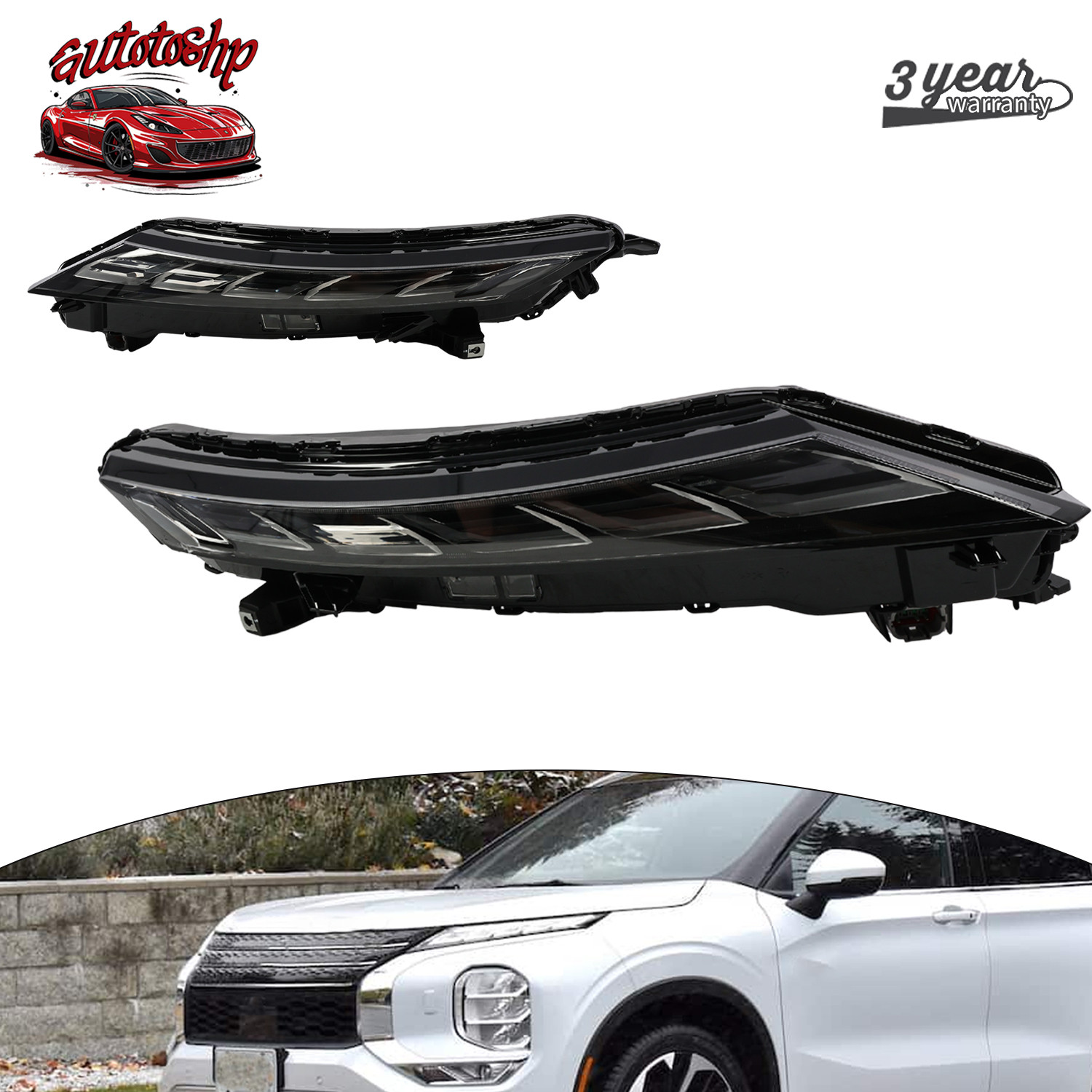 For 2022-2024 Mitsubishi Outlander Pair LED Headlights DRL Turn Signal L+R For 2022-2024 Mitsubishi Outlander Pair LED Headlights DRL Turn Signal L+R