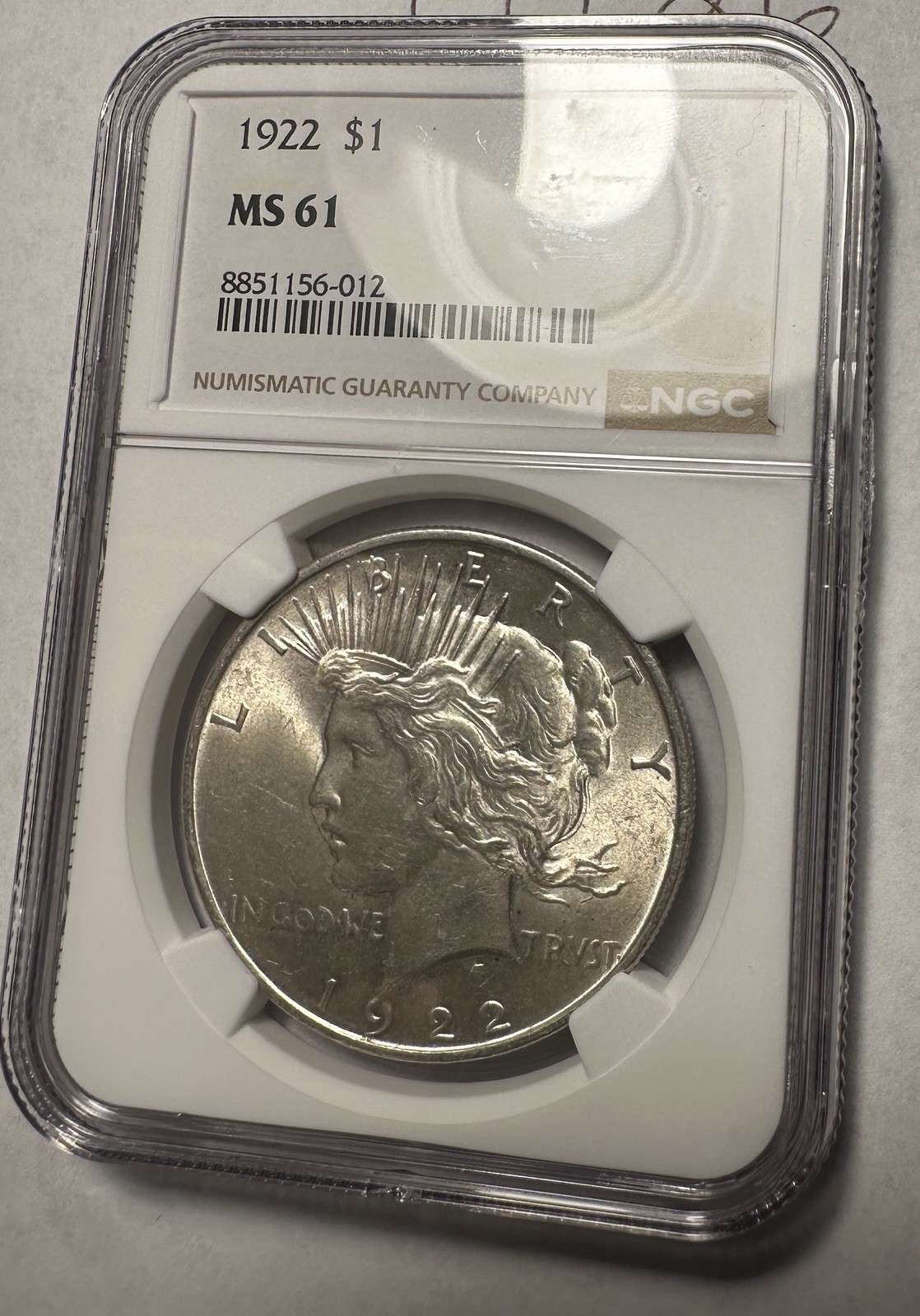 1922-P $1 PEACE SILVER DOLLAR NGC MS61 1922-P $1 PEACE SILVER DOLLAR NGC MS61
