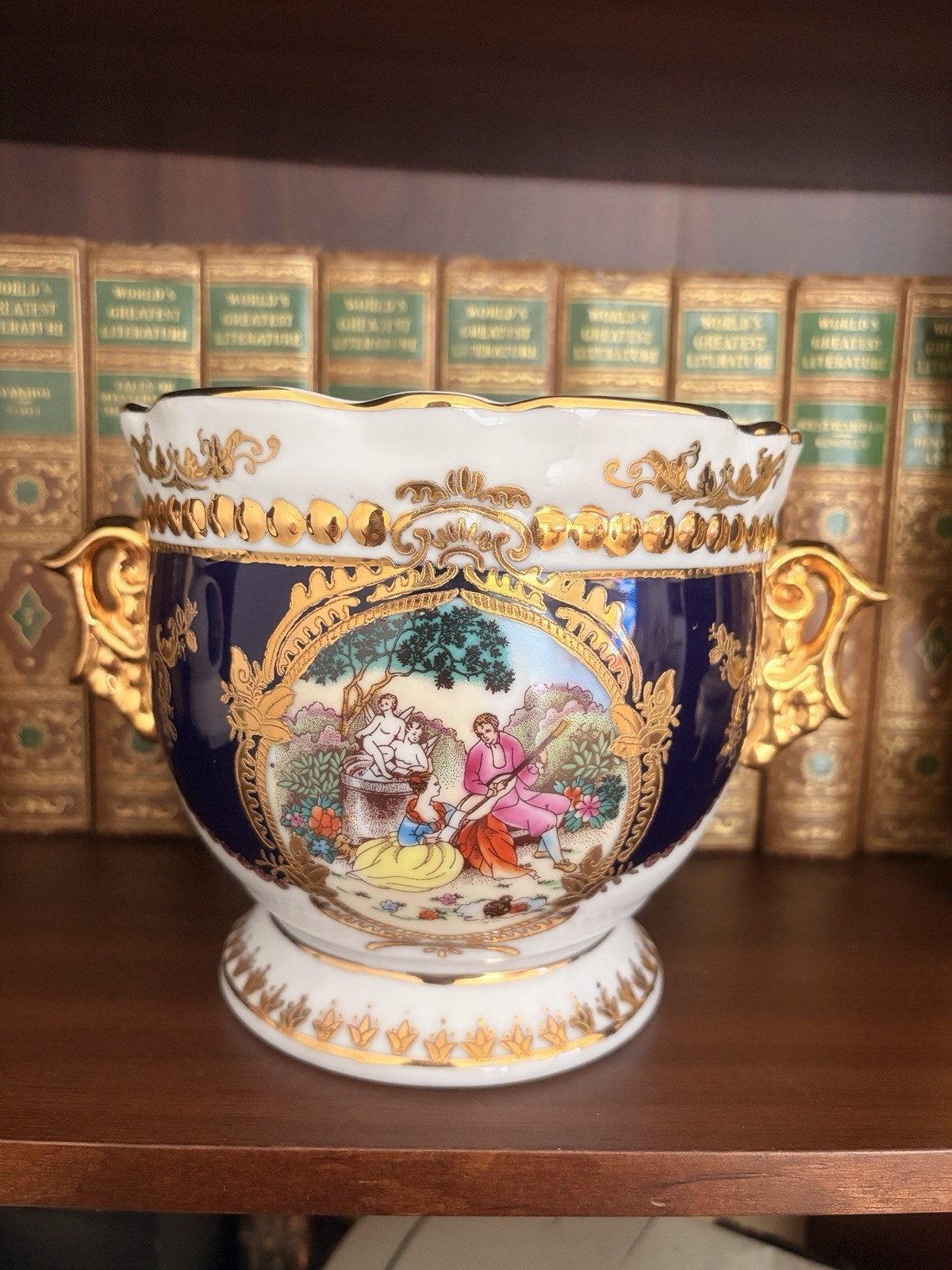 Antique French Jardinerie L.F Fine Porcelain Limoges Handpainted Couple Court 11 Antique French Jardinerie L.F Fine Porcelain Limoges Handpainted Couple Court 11
