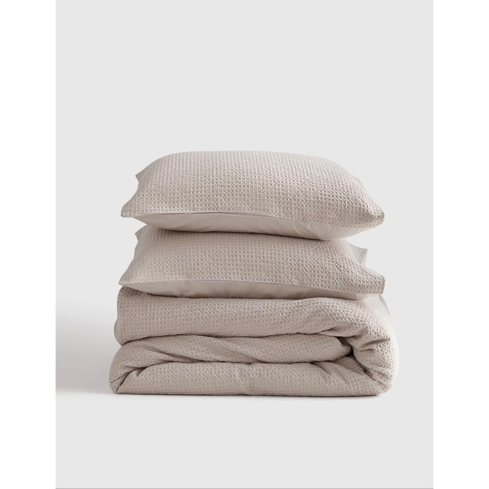 Quince Organic Luxe Honeycomb Duvet Cover Set Sand Full Queen NWOT