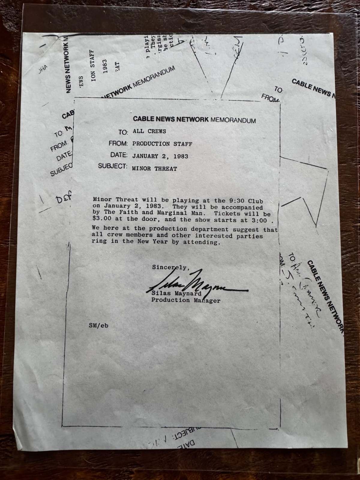 Minor Threat /Faith / Marginal Man - CNN Flyer - 9:30 Club \