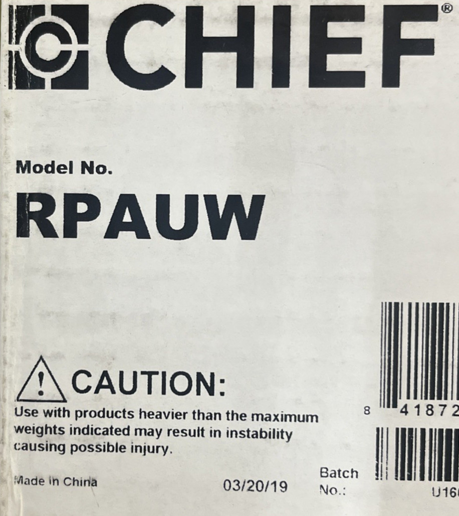 Chief RPAUW - Inverted LCD/DLP Projector Ceiling Mount - White